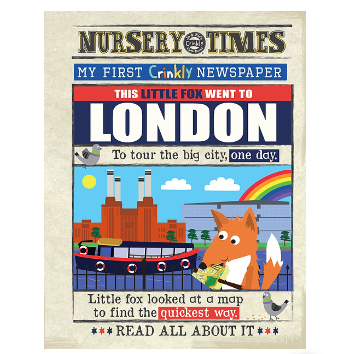 Nursery Times Crinkly Newspaper - FOX in London - rhymes