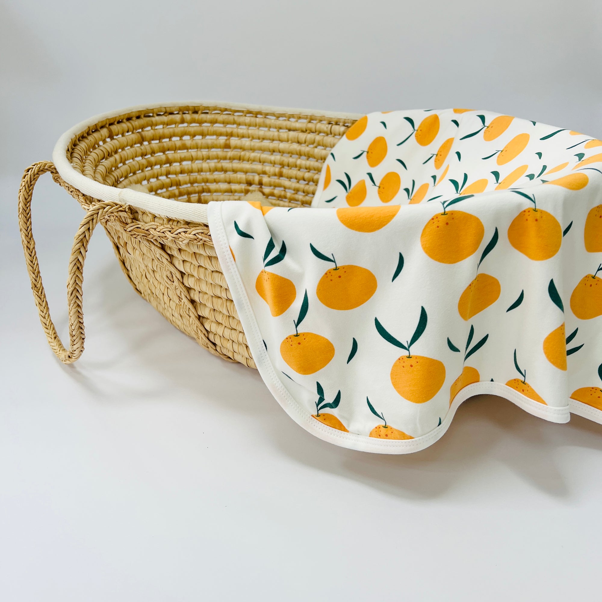 Eddie & Bee organic cotton Baby Pram/ Cot Blanket  in Cream " Clementine grove " print.