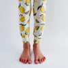 Eddie & Bee organic cotton leggings in Cream "Lemon Grove" print.