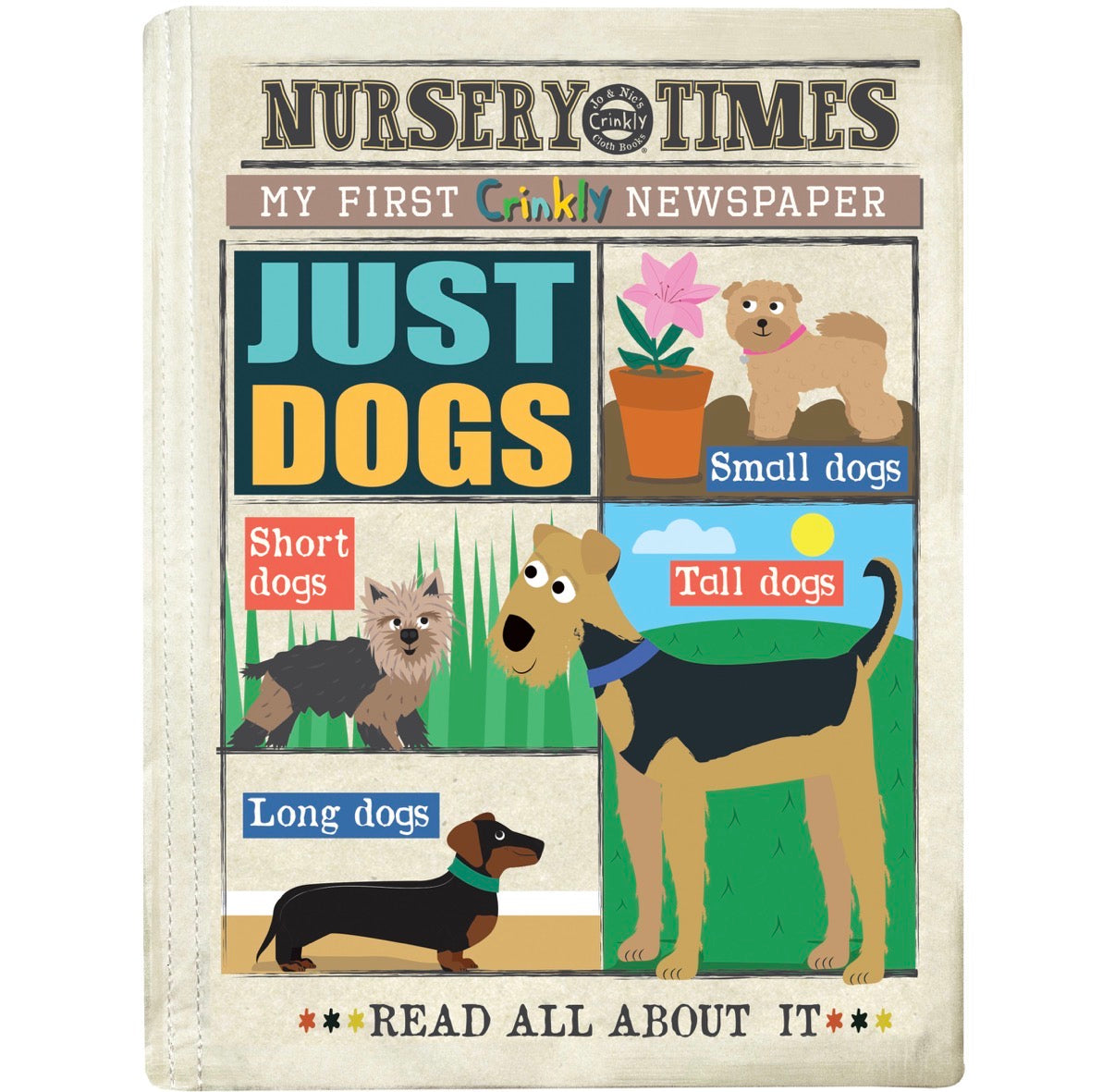 Nursery Times Crinkly Newspaper - Just Dogs
