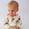 LIMITED EDITION Eddie & Bee organic cotton Baby sleep suit  in Cream “Deer " print.