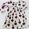 Eddie & Bee organic cotton long sleeved dress in Cream “Beetroot” print