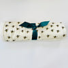 Eddie & Bee organic cotton Baby Pram/ Cot Blanket  in Cream "Bumble Bees" print.