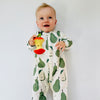 Eddie & Bee organic cotton Baby sleepsuit  in Cream "Pears " print.