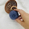 Handmade Crocheted Rattle with Beechwood Ring - Blueberry