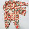 Eddie & Bee organic cotton Baby sleepsuit  in Butter cream  " Rowan Berry " print.