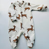 LIMITED EDITION Eddie & Bee organic cotton Baby sleep suit  in Cream “Deer " print.