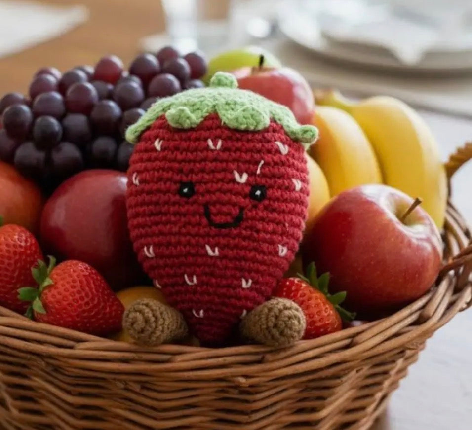 Organic cotton fair trade Strawberry baby rattle