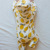 Eddie & Bee organic cotton Baby sleepsuit  in Cream " Lemon grove " print.