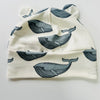 Eddie & Bee organic cotton Baby hat with ears  in Cream "Whales” print.