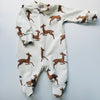 LIMITED EDITION Eddie & Bee organic cotton Baby sleep suit  in Cream “Deer " print.
