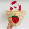 🍓Handmade Moroccan straw basket with Strawberry crochet🍓
