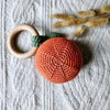 Handmade Crocheted Rattle with Beechwood Ring -Clementine