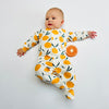 Eddie & Bee organic cotton Baby sleepsuit  in Cream " Clementine grove " print.