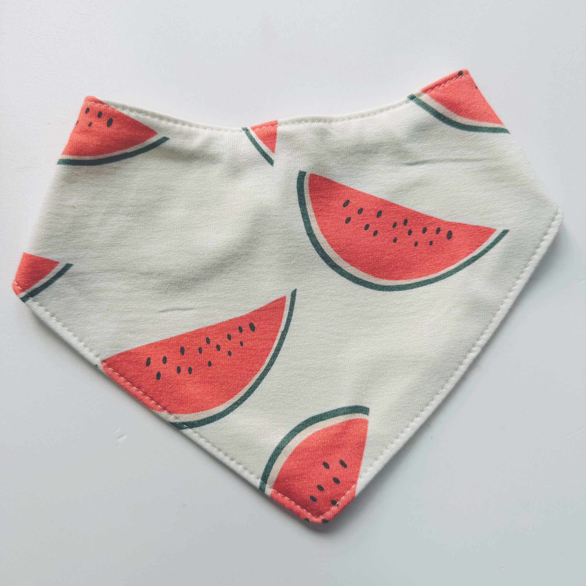 Limited Edition- Eddie & Bee organic cotton Baby Dribble bib  in Cream "Watermelon" print.