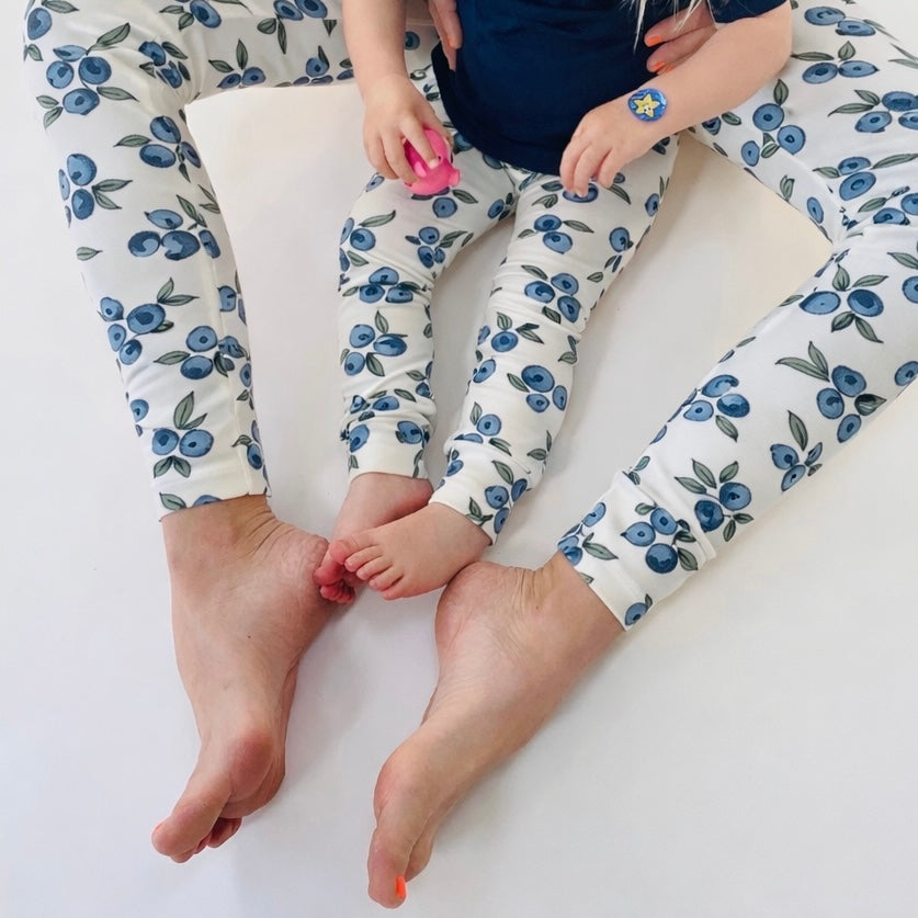 Cream “Blueberries ' Adult Organic cotton leggings