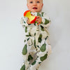 Eddie & Bee organic cotton Baby sleepsuit  in Cream "Pears " print.