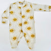 PRE ORDER- DELIVERY MID/END FEB                                             Eddie & Bee organic cotton Baby sleep suit  in Oat " Sunny " print.