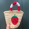 🍓Handmade Moroccan straw basket with Strawberry crochet🍓