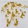 Eddie & Bee organic cotton Baby sleep suit  in Cream " Happy Leopards " print.
