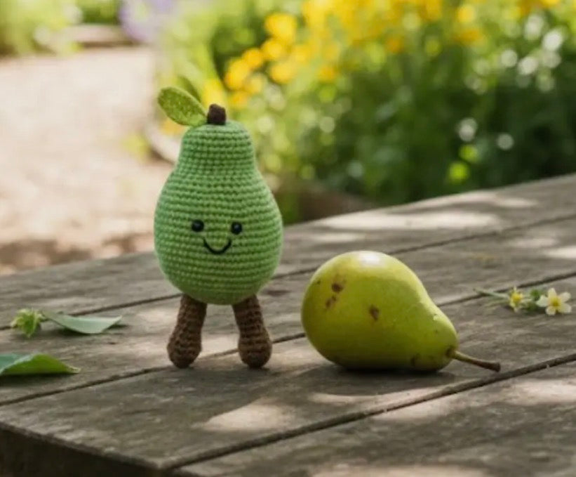 Organic cotton fair trade Pear baby rattle