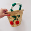 🍒Handmade Moroccan straw basket with Cherry Crochet🍒