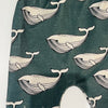 Eddie & Bee organic cotton leggings in Forest Green “Whales" print.