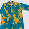 Limited Edition- Eddie & Bee organic cotton sleepsuit Teal "Happy Leopards" print. (Copy)