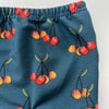 Eddie & Bee organic cotton leggings in Deep Blue "Cherry" print. (Thicker Jersey Fabric)