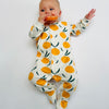Eddie & Bee organic cotton Baby sleepsuit  in Cream " Clementine grove " print.