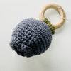 Handmade Crocheted Rattle with Beechwood Ring - Blueberry