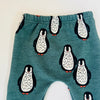 Eddie & Bee organic cotton leggings in Teal "Happy Penguins" print. (Thicker Jersey Fabric)