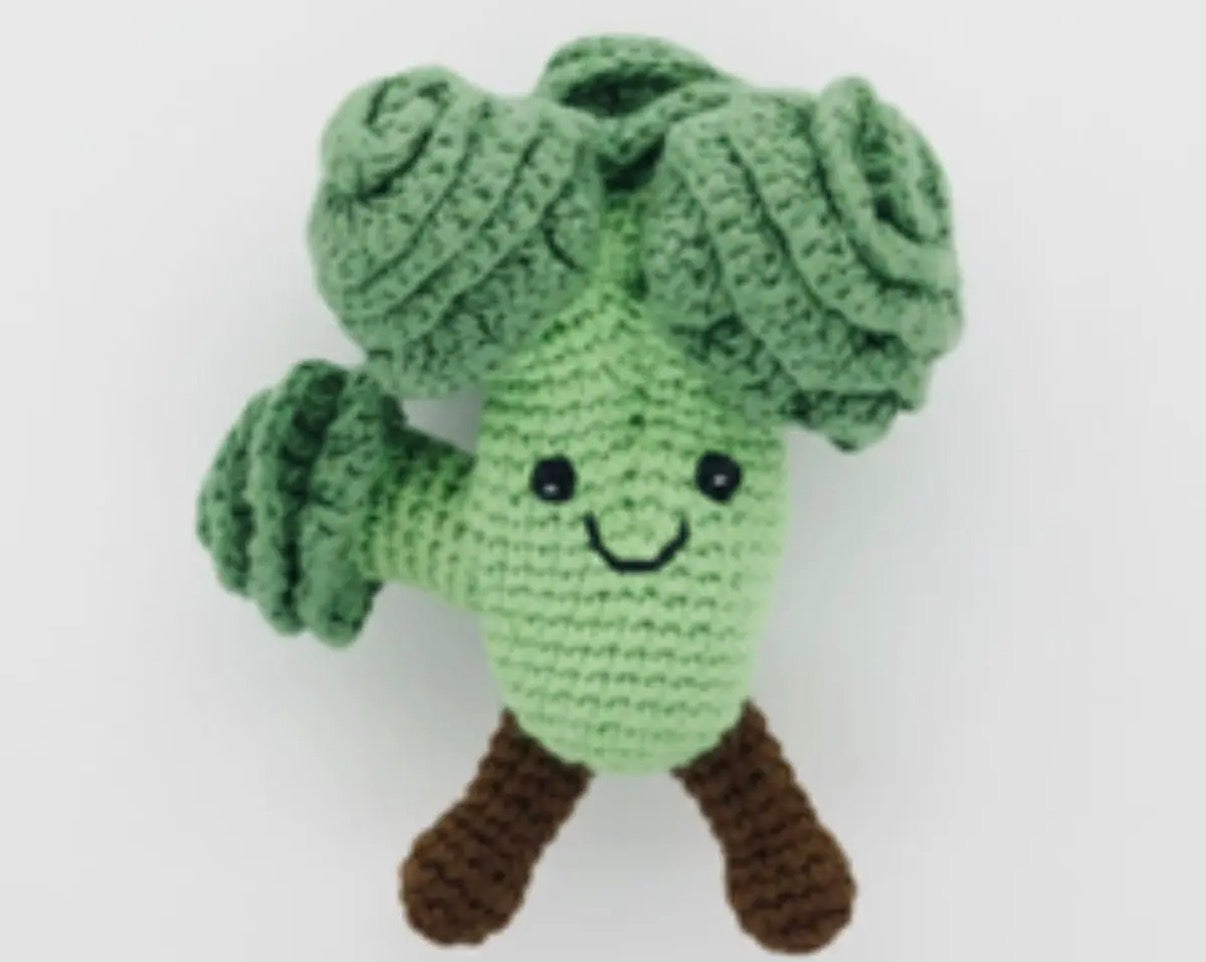 Organic cotton fair trade broccoli baby rattle