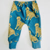 Eddie & Bee organic cotton leggings in Teal  "Happy leopard " print.