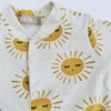 PRE ORDER- DELIVERY MID/END FEB                                             Eddie & Bee organic cotton Baby sleep suit  in Oat " Sunny " print.