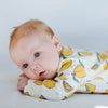 Eddie & Bee organic cotton Baby sleepsuit  in Cream " Lemon grove " print.