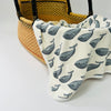 Eddie & Bee organic cotton Baby Pram/ Cot Blanket  in Cream " Whales " print.