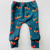 Eddie & Bee organic cotton leggings in Deep Blue "Cherry" print. (Thicker Jersey Fabric)