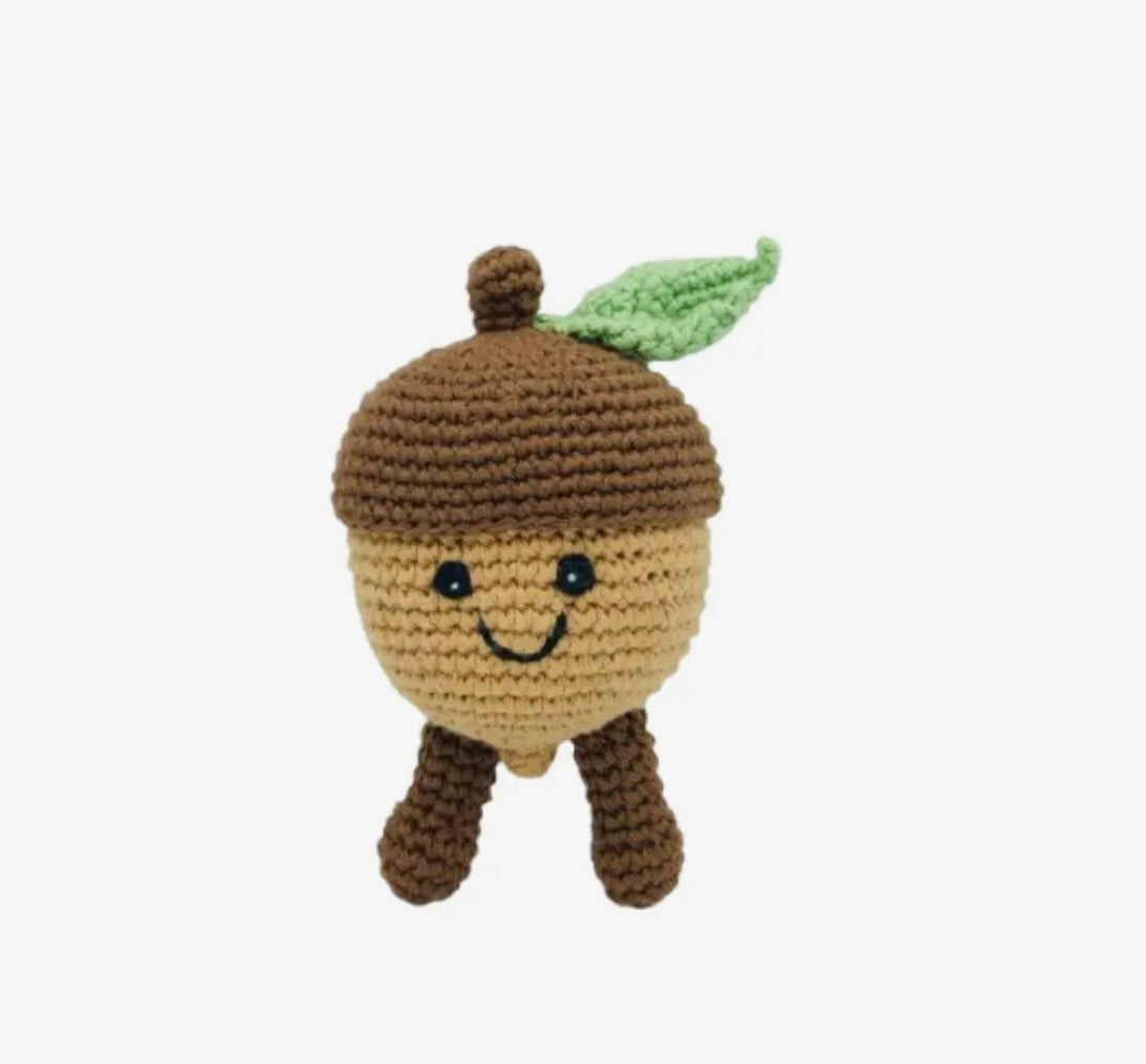 Organic cotton fair trade Acorn baby rattle