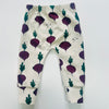 Eddie & Bee organic cotton leggings in Cream "Beetroot" print.