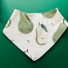 Eddie & Bee organic cotton Baby Dribble bib  in Cream "Pears" print.