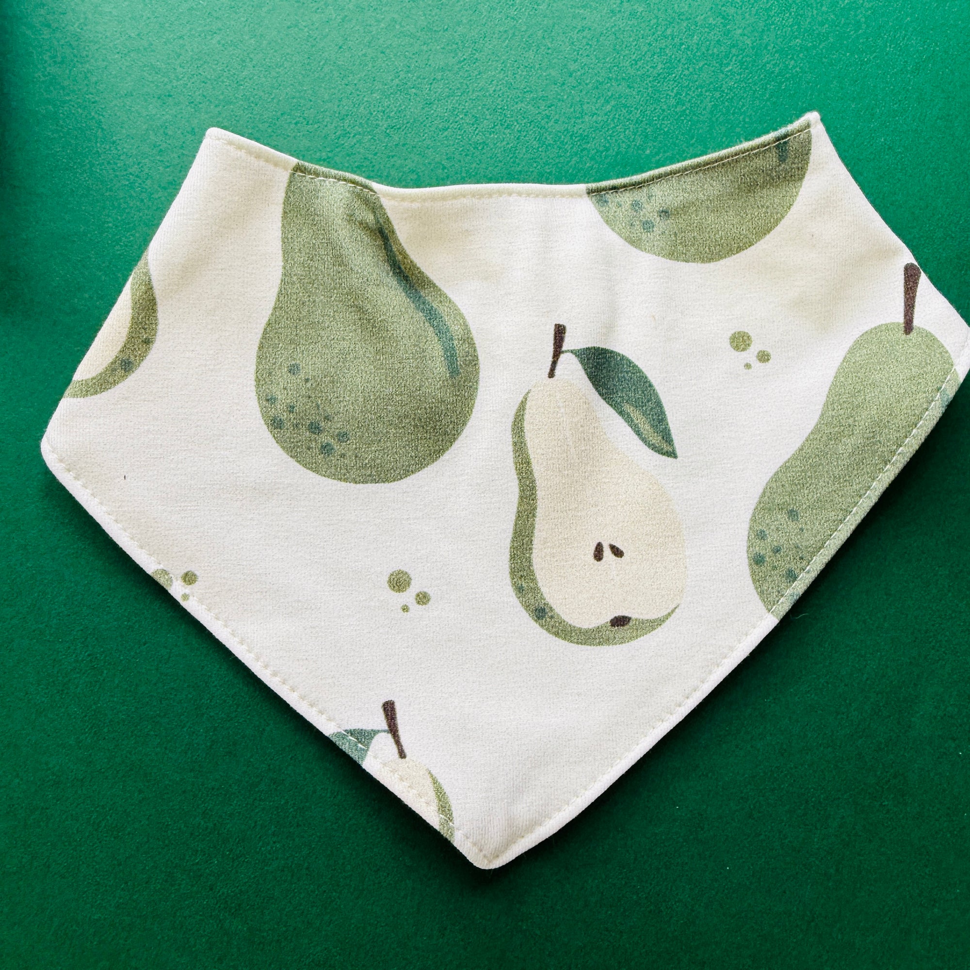 Eddie & Bee organic cotton Baby Dribble bib  in Cream "Pears" print.