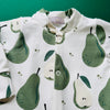 Eddie & Bee organic cotton Baby sleepsuit  in Cream "Pears " print.