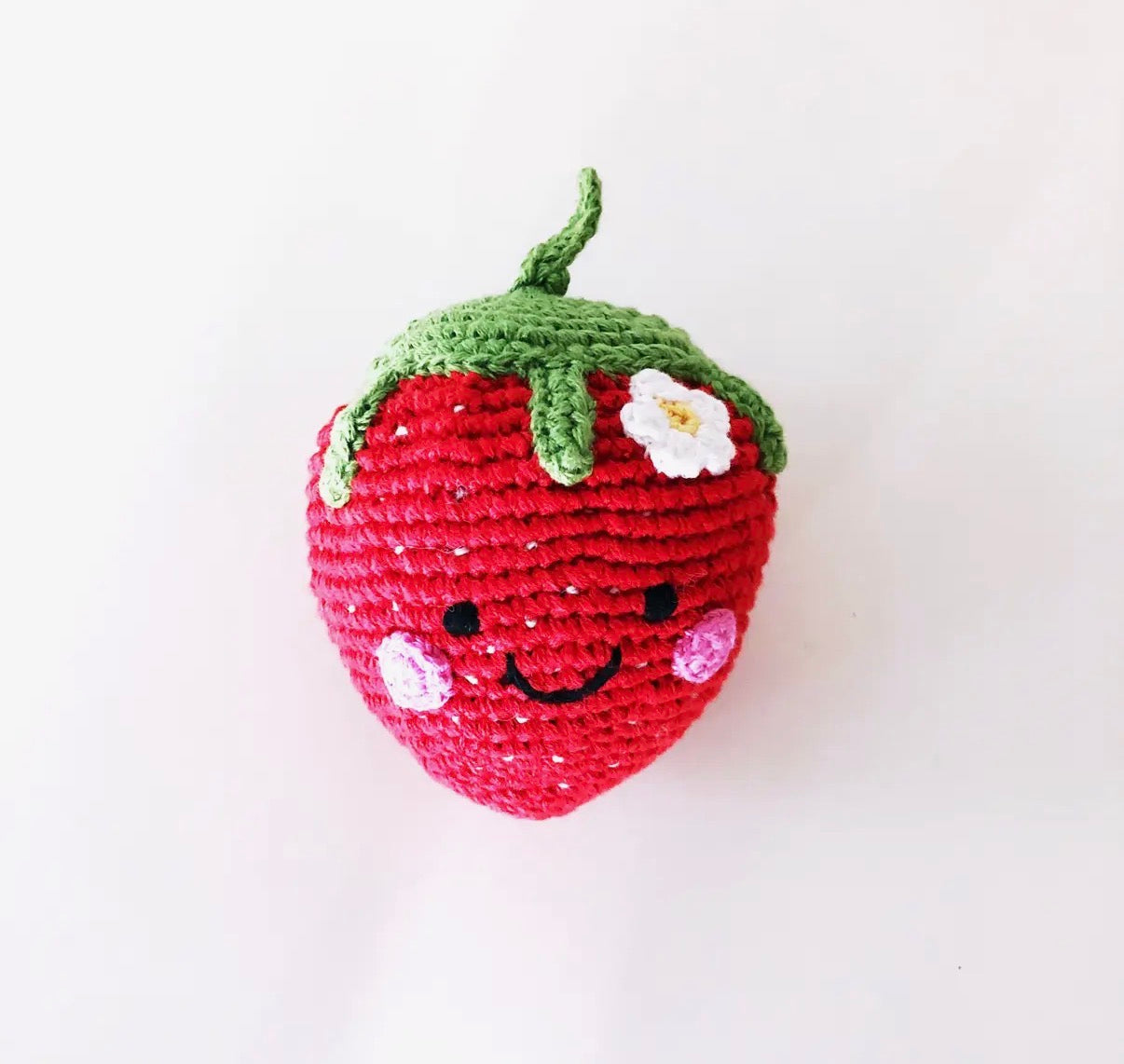 Handcrafted Sweet Strawberry Baby Rattle -Organic Cotton Toy