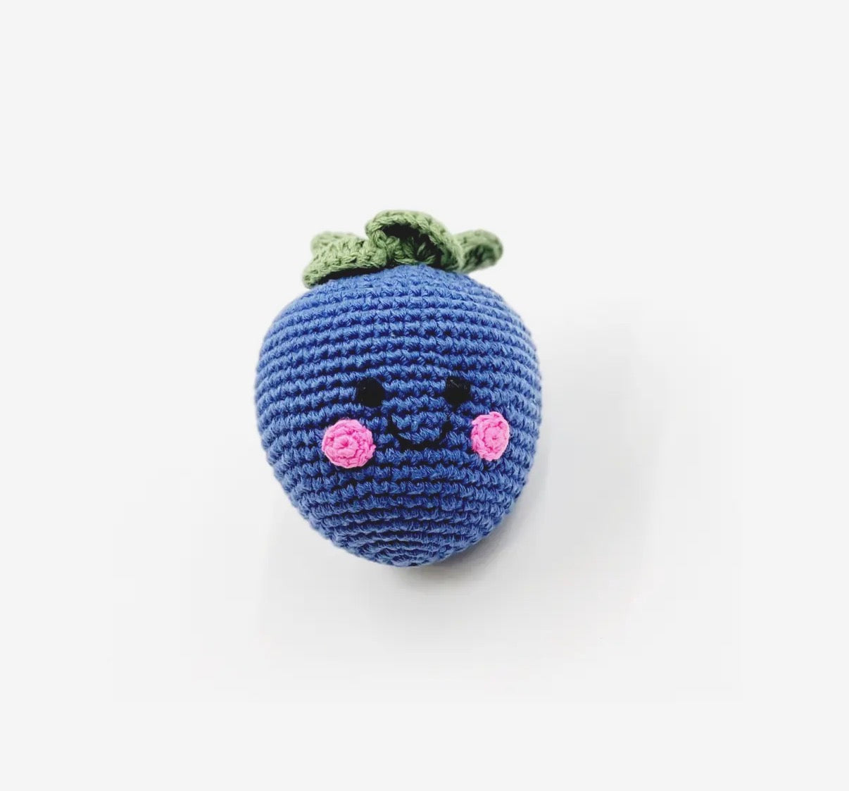 Handcrafted Playful Blueberry Baby Rattle - Organic Cotton Crochet