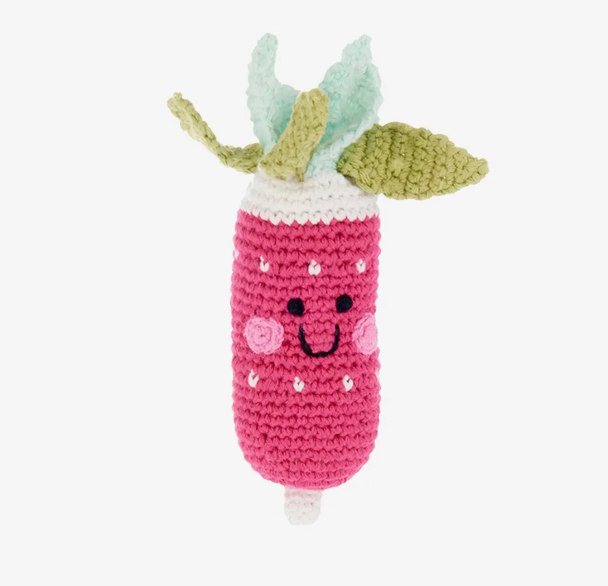 Handmade Springtime Baby Radish Rattle – Organic Cotton Toy