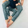 Eddie & Bee organic cotton leggings in Pine "Leopard Spot" print. (Thicker Jersey Fabric)