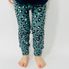 Eddie & Bee organic cotton leggings in Pine "Leopard Spot" print. (Thicker Jersey Fabric)