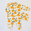 Eddie & Bee organic cotton Baby sleepsuit  in Cream " Clementine grove " print.