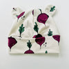 Eddie & Bee organic cotton Baby sleep suit  in Cream "Beets" Beetroot print.